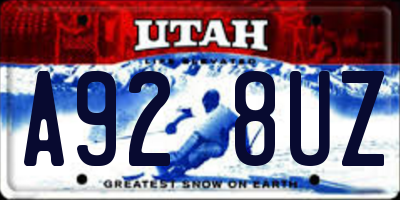UT license plate A928UZ