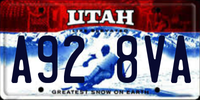 UT license plate A928VA