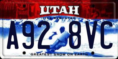 UT license plate A928VC