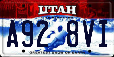 UT license plate A928VI