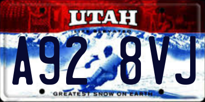 UT license plate A928VJ
