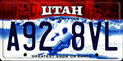 UT license plate A928VL
