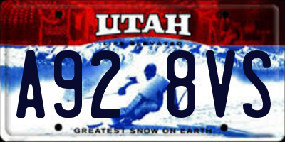 UT license plate A928VS