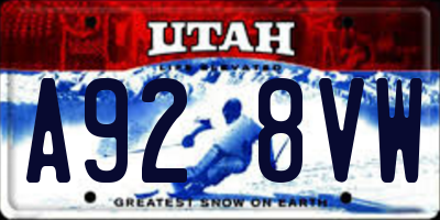 UT license plate A928VW