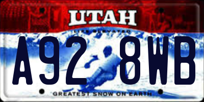 UT license plate A928WB