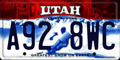 UT license plate A928WC