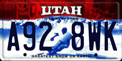 UT license plate A928WK