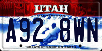 UT license plate A928WN