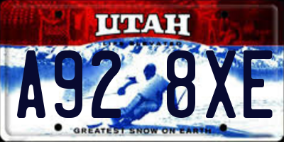 UT license plate A928XE