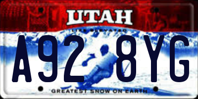UT license plate A928YG