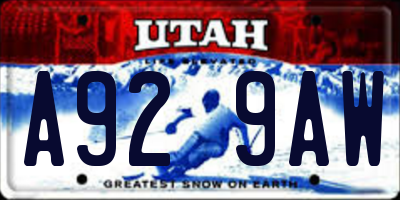 UT license plate A929AW