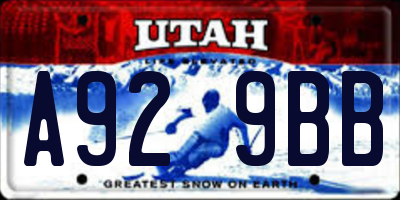 UT license plate A929BB