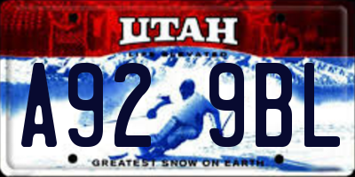 UT license plate A929BL