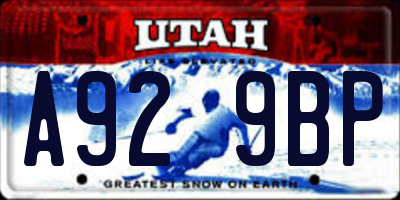 UT license plate A929BP