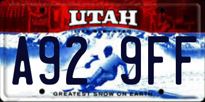UT license plate A929FF