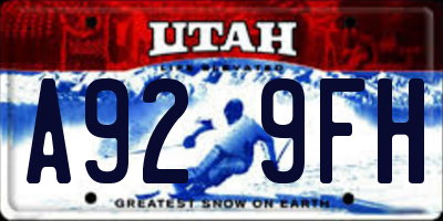 UT license plate A929FH