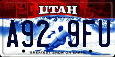 UT license plate A929FU