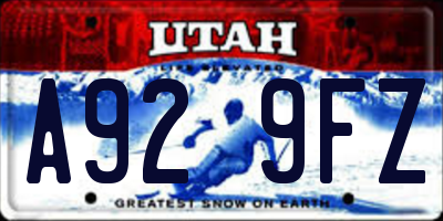 UT license plate A929FZ