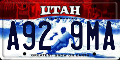 UT license plate A929MA