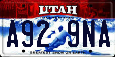 UT license plate A929NA