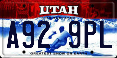 UT license plate A929PL