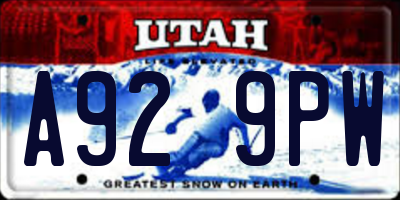 UT license plate A929PW