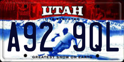 UT license plate A929QL