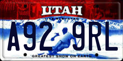 UT license plate A929RL