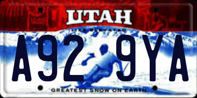 UT license plate A929YA