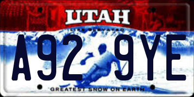 UT license plate A929YE