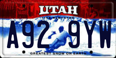 UT license plate A929YW
