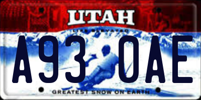 UT license plate A930AE