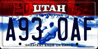 UT license plate A930AF