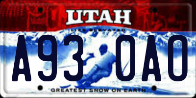 UT license plate A930AO