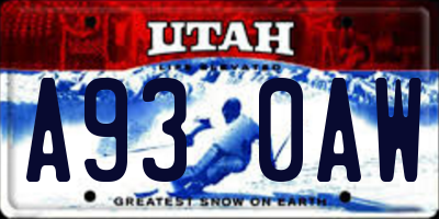 UT license plate A930AW