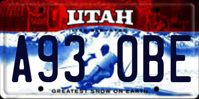 UT license plate A930BE