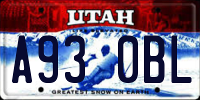 UT license plate A930BL