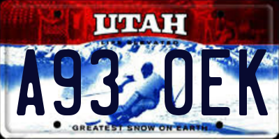 UT license plate A930EK