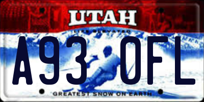 UT license plate A930FL