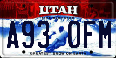 UT license plate A930FM