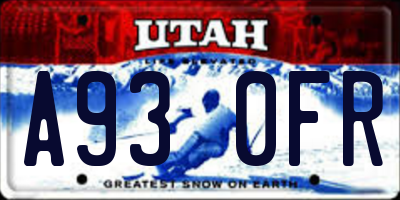 UT license plate A930FR