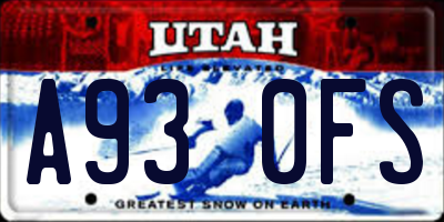 UT license plate A930FS
