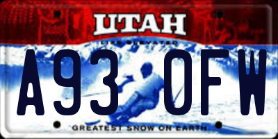 UT license plate A930FW