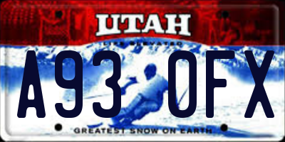 UT license plate A930FX