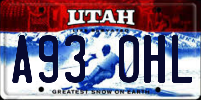 UT license plate A930HL
