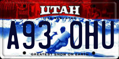 UT license plate A930HU