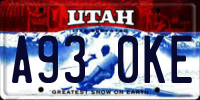 UT license plate A930KE