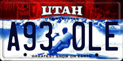 UT license plate A930LE