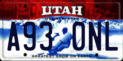 UT license plate A930NL
