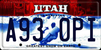 UT license plate A930PI